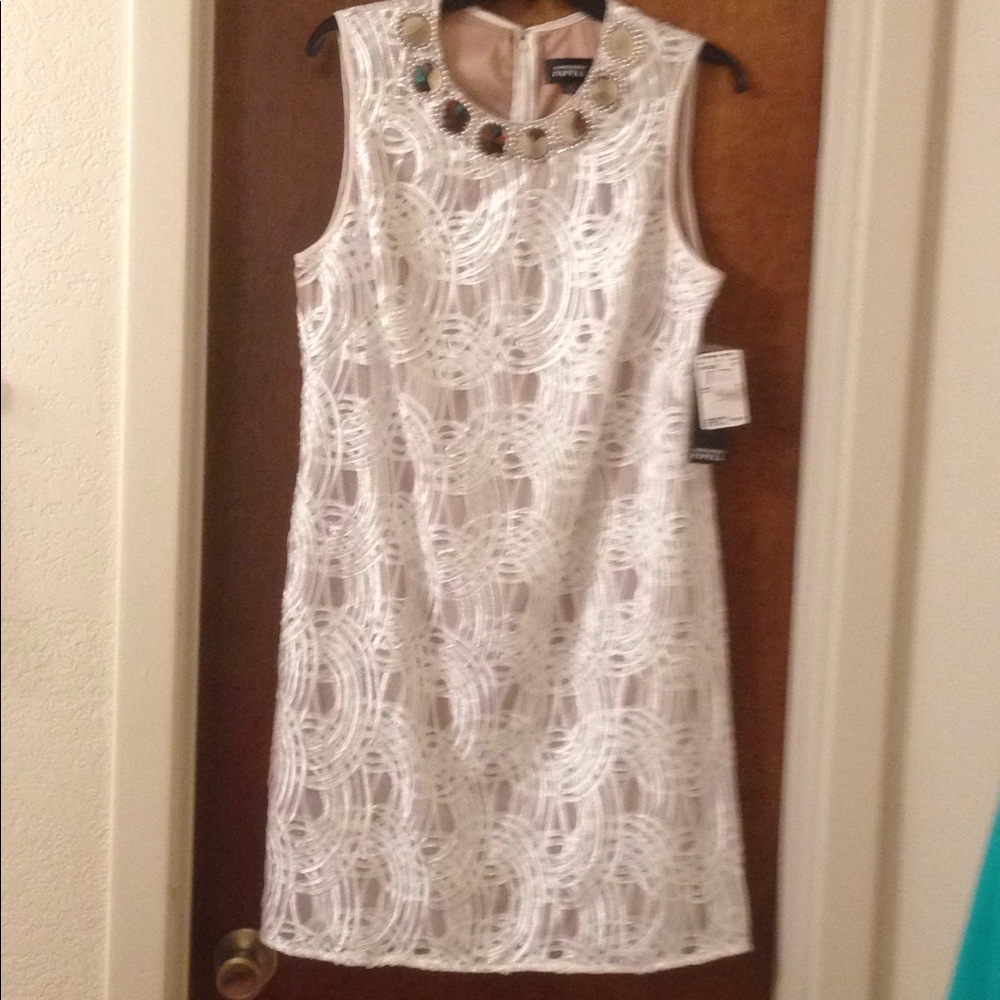 Adrianna Papell  with jewel neckline dress